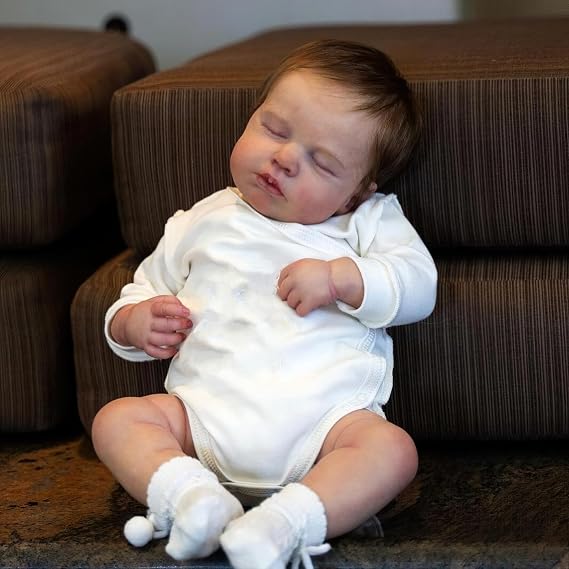 19Inches Hand Rooted Hair Real Life Reborn Baby Dolls Crafted in Vinyl Full Body Anatomically Correct Lifelike Newborn Sleeping Girl Doll Look Realistic