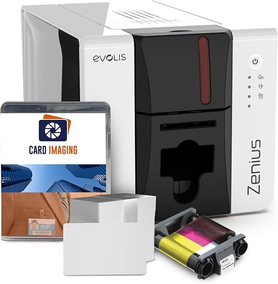 Evolis Zenius 2 Single Sided ID Card Printer & Supplies Bundle Badge Printer