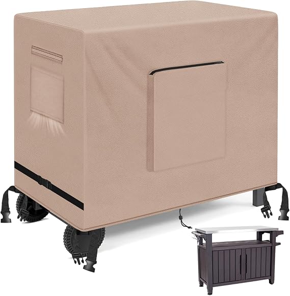 Kovshuiwe Outdoor Table Casing for 36 Inch Keter Unity XL Portable Outdoor Table, Bar Cart Cover for 36 inch Worktable, Waterproof Patio Dining Cart Cover-36"L x 30"W x 35"H, Khaki