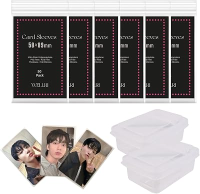 Kpop Photocard Sleeves with Storage Case 300 Pcs Clear Card Sleeves 58 x 89mm Standard Idol Album Photocard Holder Trading Card Protector 300 PCS & 2 Boxes