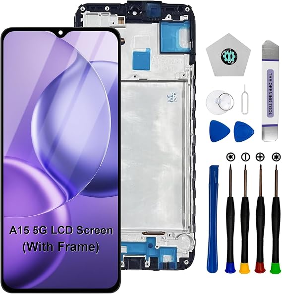 for Samsung Galaxy A15 5G Screen Replacement 6.6 inch for Samsung A15 Screen Replacement Kit with Frame for SM-A156U SM-A156W SM-A156DL LCD Display Touch Screen Digitizer Assembly with Repair Tools