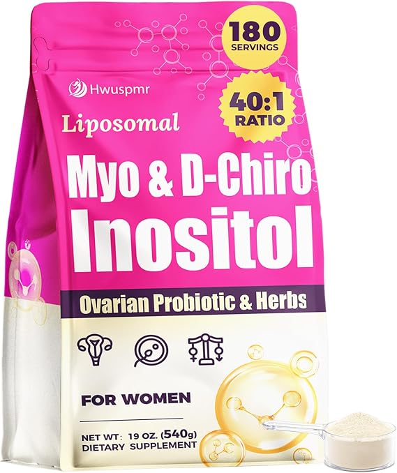 Liposomal Myo-Inositol & D-Chiro Inositol Powder | 180 Days Supply | 40:1 Ideal Ratio Inositol Supplement for Women, Probiotics & Herbs | Hormone Balance & Harmony, Fertility, Ovarian Health & Cycle