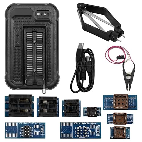 DollaTek T48 Mini Pro Universal USB Programmer with 10 adapter Support 31000 ICs for SPI/Nor/NAND Flash/EMMC/IC Tester TL866CS TL866II Plus Replacement BIOS MCU EEPROM AVR PIC