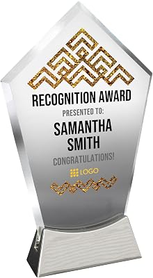 7 12 Personalized Glass Plaque for Awards and Trophies Custom Award for Employee of the Month, Retirement, Leadership and Appreciation Gift J Awards D2