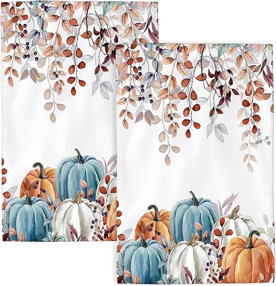 Fall Kitchen Towels Autumn Maple Leaf Pumpkins Dish Towel 1624 Inch Soft Absorbent Farmhouse Thanksgiving Hand Cloths for Kitchen Drying Decore Set of 2