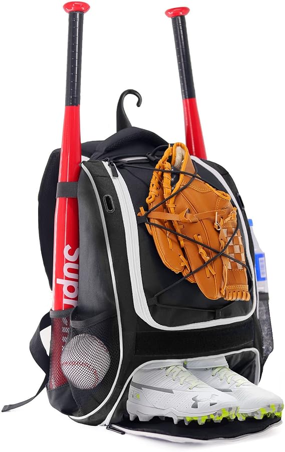 WOLT Youth Baseball Bag: Bat Backpack for Baseball, T Ball & Softball Gear & Gear, Bat and Glove Holder, Large Main Compartment for Helmet and Accessories, Separate
