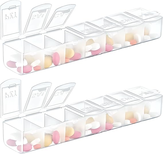 AEE® 2 Piece Medicine Storage Box Split Medicine Organizer Pill Storage Container Weekly Travel Morning Evening Organizer