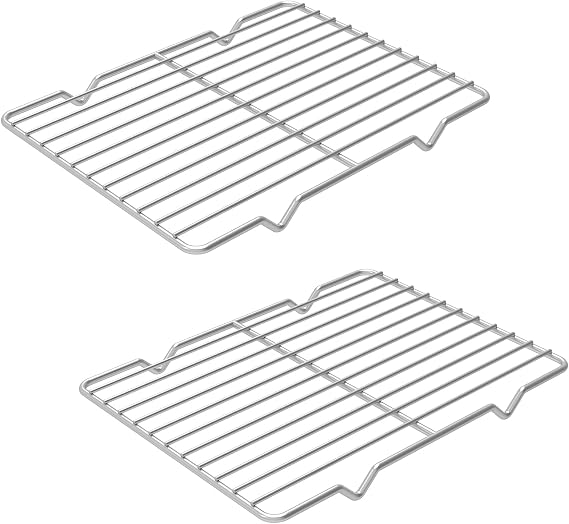 Linkidea Metal Grate Cooling Rack Pack of 2, Stainless Steel Baking Cooling Rack Rectangle 7.8'' x 10.2'', Oven Safe Grid Wire Racks for Roasting Disposable Pan (Silver)