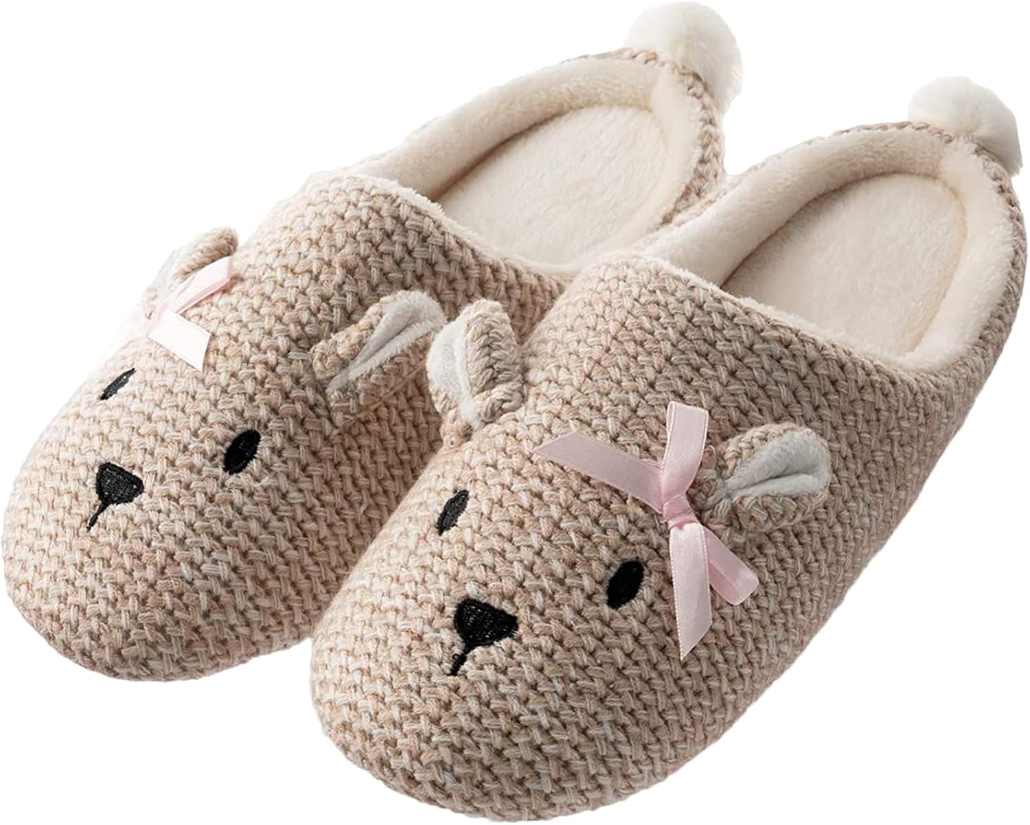 Jbciuds Women's Slipper Cute Animal Plush Warm House Shoes Fleece Lining Memory Foam Soft Non-Slip Sole Comfortable Indoor Outdoor Fuzzy Lady Slipper
