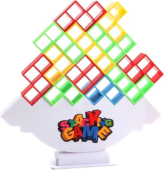 Balance Stacking Attack Block Game, Board Games for 2 Players+ Family Games, Family Travel Party Game for Adult & Kids, Suitable for Kids, Adults, Party, Friends, Team, Pack of 16