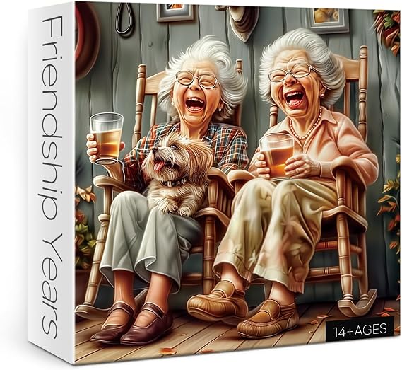 Fun Grandma Friendship Puzzles for Adults 1000 Pieces, Beautiful Dog Animal Art Jigsaw Puzzles, Colorful Pretty Challenging Puzzle