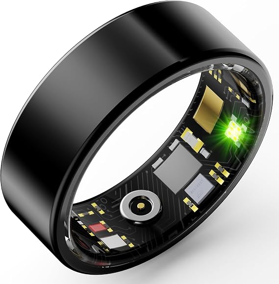 Smart Rings for Men Women Fitness Ring Heart Rate Monitor Sleep Tracker Blood Pressure Ring Health Pedometer Calories Step Counter Waterproof Fitness Tracker for iOS Android Phones