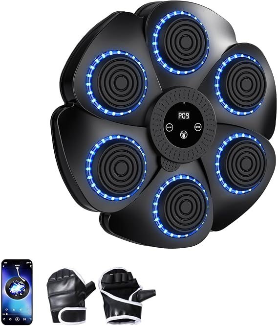 Music Boxing Machine for Adults Kids, Bluetooth Wall-Mounted Punching Machine, 9 Speeds Modes & LED, Smart Musical Boxing Machine, for Home Use Exercise Indoor and Gym