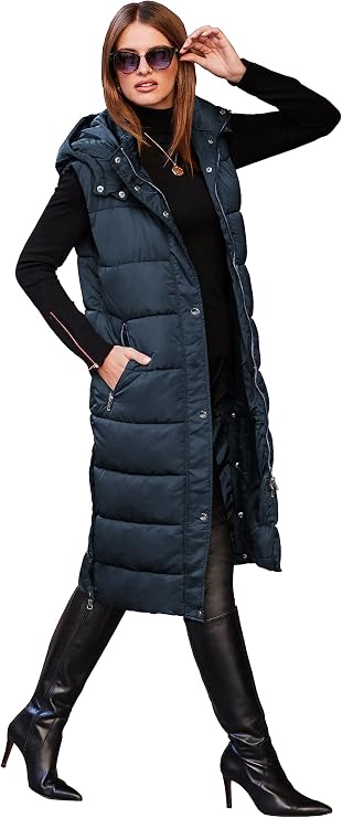 Women's Winter Puffer Quilted Long Vest Thicken Warm Down Sleeveless Jackets Coat