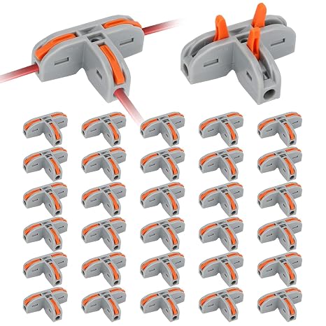 EEEKit 3-Way Lever Wire Connectors Push-in - 30PCS T Shape Lever Connectors