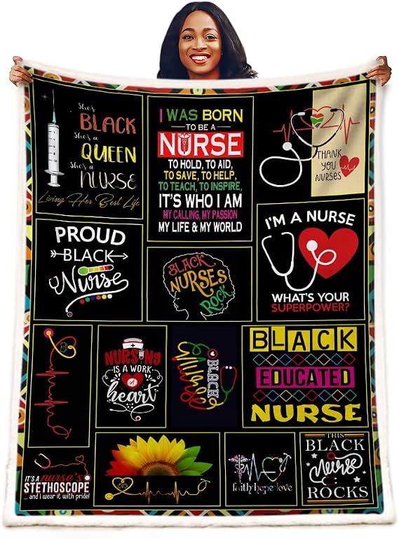 Nurse Gifts Throw Blanket - Soft Fluffy Sherpa Warm for Bed, Office & Couch (60"x80")