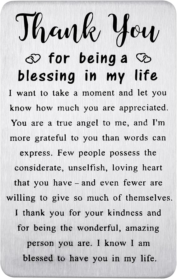 PLwelth Engraved Wallet Card Appreciate Cards for Women Birthday Gifts for Men Boyfriend Girlfriends Thank You Card for Teacher Mom Father Friends Students Christmas Anniversary Valentines Day Gifts