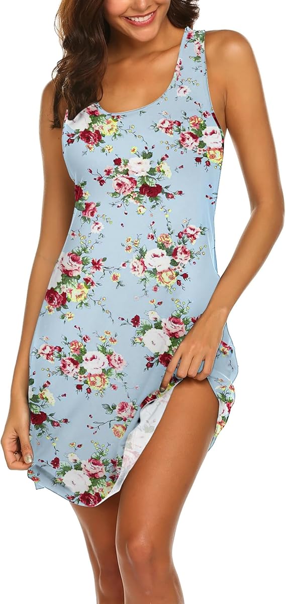 Avidlove Women Racerback Tank Nightgown Sleeveless Chemise Soft Sleep Dress | Soft Lightweight Racerback Tank Sleep Dress.Loose Fit Chemise Nightgown Perfect For Home Relaxation and Nighttime Loungewear