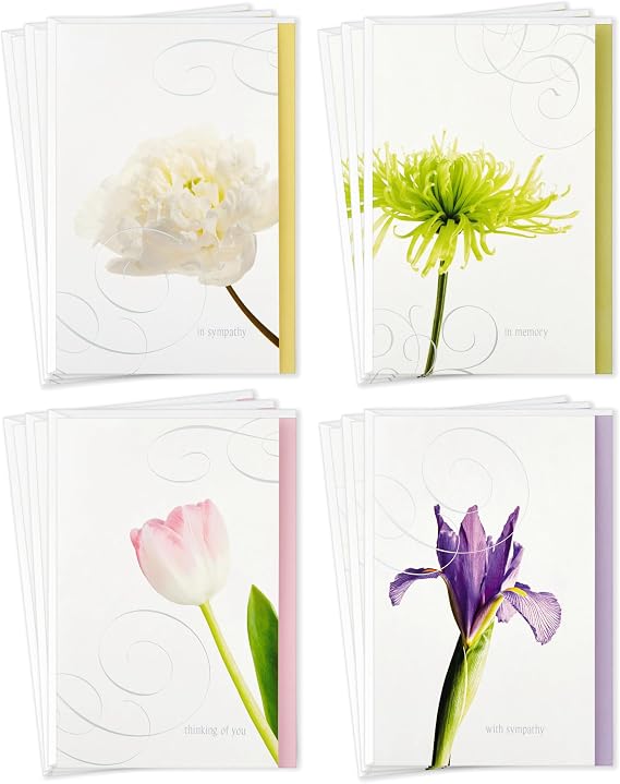 Hallmark Assorted Sympathy Cards (Flowers, 12 Cards and Envelopes)