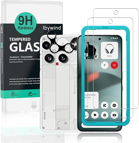 Ibywind for Nothing Phone (3) 5G Screen Protector,2 Pack,9H Hardness Tempered Glass and Camera Lens Protector,with Alignment Frame,Full Coverage,Bubble Free,Fingerprint Unlock,Scratch Resistant