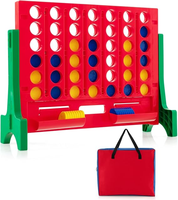 Costzon Giant 4-in-A-Row Connect Game, 2-in-1 Jumbo 4-to-Score Game Set with Carrying Bag, Fun Family Party Game, Indoor Outdoor Yard Game for Kids Adults, Freestanding/Wall Mount