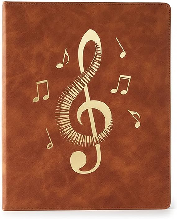 Brown Sheet Music Folder 4-Ring PU Binder 20 Non-Reflective Sheets/40 Page