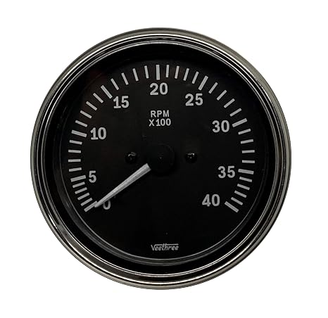 Tachometer (Chrome Bezel/Black dial/White Pointer) Diesel Alternator Driven