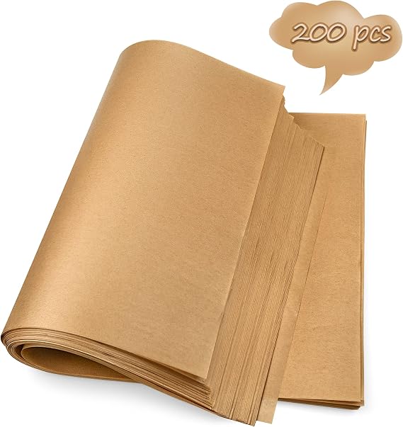 DISSKNIC 200PCS Unbleached Parchment Paper 12 x 16, Precut for Baking, Half Sheet for Cookie Sheets, Kitchen Gadgets and Supplies for Oven