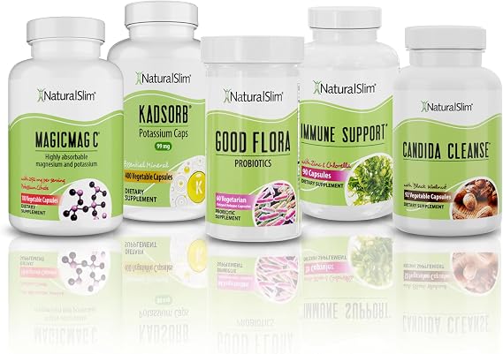NaturalSlim Superb Bundle for Cleansing Candiseptic Kit, MagicMag C and Kadsorb Supplements | Better Digestion, Immune System & Kidney Support | Vegan, Formulated by Frank Suarez