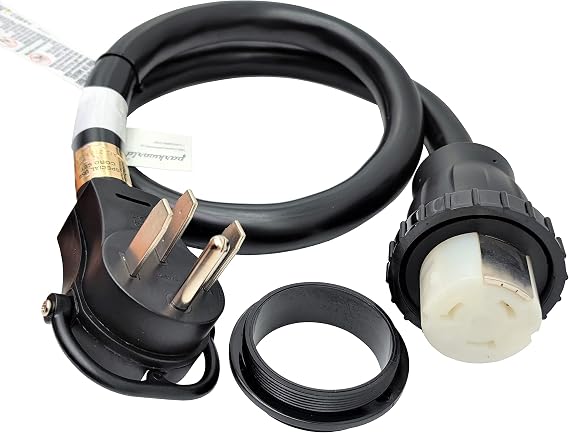 Parkworld RV 50A Shore Power Extension Cord Adapter, 50amp Camper Plug 14-50P to SS2-50R Marine Twist Lock Receptacle (4FT)
