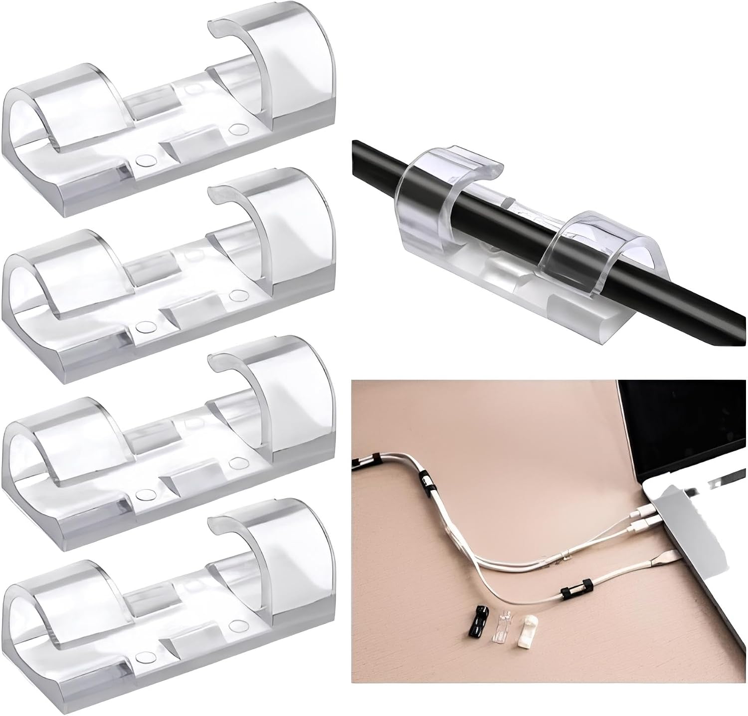 AEE® 60 Piece Cable Organizer Stabilizer Adhesive Organizer Clip Set