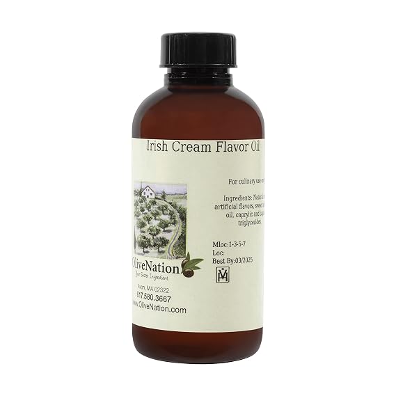 OliveNation Irish Cream Super Flavor, Oil Soluble Non-Alcoholic Flavoring for Candy, Chocolates, Frostings, PG Free, Non-GMO, Gluten Free, Kosher, Veg