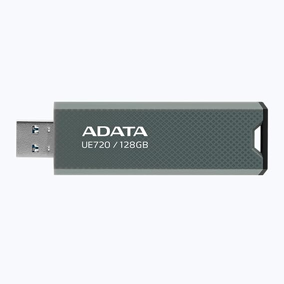 ADATA UE720 USB Flash Drive, Grey, 128GB, 1 Count