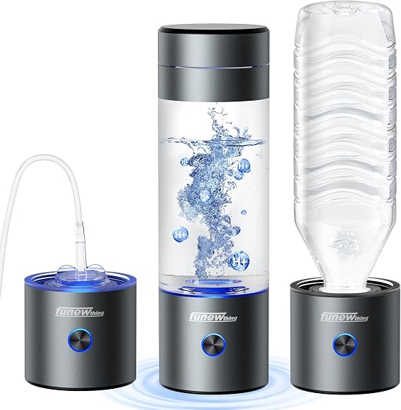 Hydrogen Water Bottle Generator,5500ppb Portable Water Ionizer Machine with SPE/PEM Technology in 5-Minute Electrolysis, Rechargeable Hydrogen Rich Cu