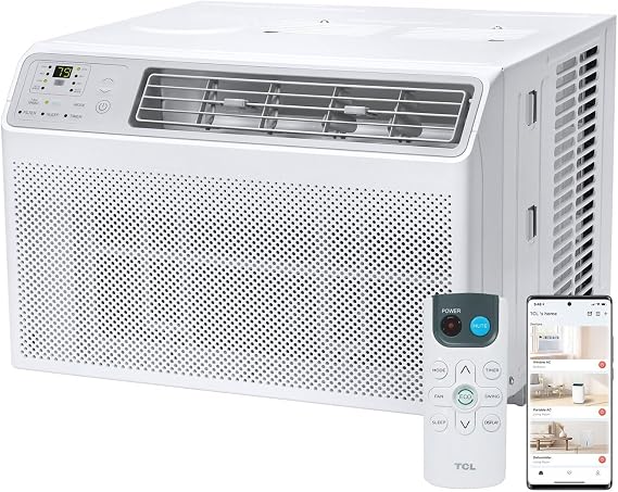 TCL 8000 BTU Smart Window Air Conditioner with Dehumidifier, Remote Control