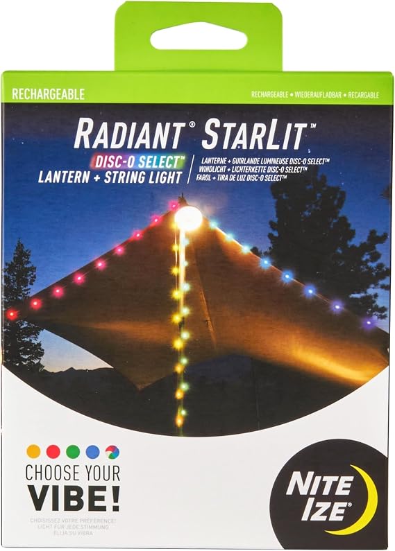 Nite Ize Radiant Starlit Rechargeable Lantern and String Light - Disc-O Select, White