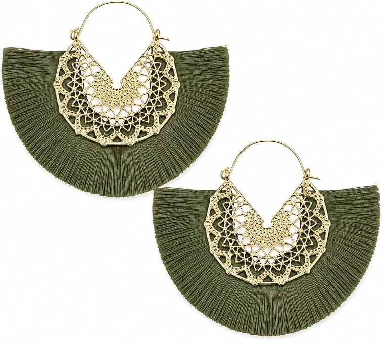Tassel Hoop Earring Statement Thread Dangle Earrings Stylish Long Fringe Drop Earrings Lightweight Long Swingy French Hook Earrings for Women