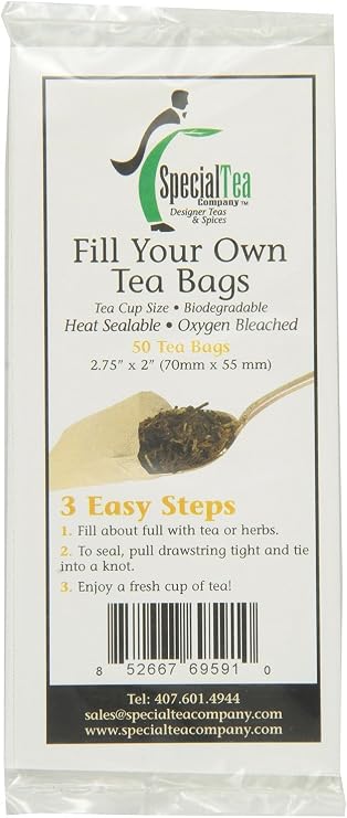 Empty Tea Bags, White, 50 Count