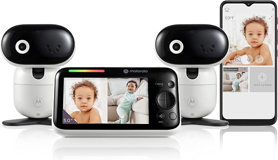 Motorola Nursery WiFi Video Baby Monitor with Camera and Audio, 5" Screen, HD PIP1510 Connect, 1000ft Range, Wall Mount, 2-Way Audio, Lullabies, Temperature Sensor, Zoom, Tilt