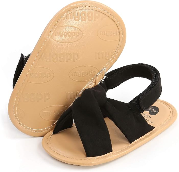 myppgg Baby Girls Summer Sandals Lightweight Soft Sole Infant Slippers Princess Dress Toddler First Walkers Shoes,Black