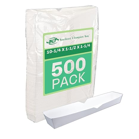 SCT Footlong Hot Dog Tray, 10.25 x 1.5 x 1.25, White, Paper, 500/Carton