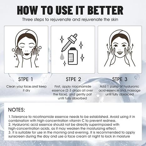 Niacinamide 10% + Zinc 1% Serum 10% Niacinamide serums Hyaluronic Acid serum 2% +B5 Gesichtsserum für Ölregulierung und Porenverkleinerung Spendet Feuchtigkeit 30 ml (2er-Pack)