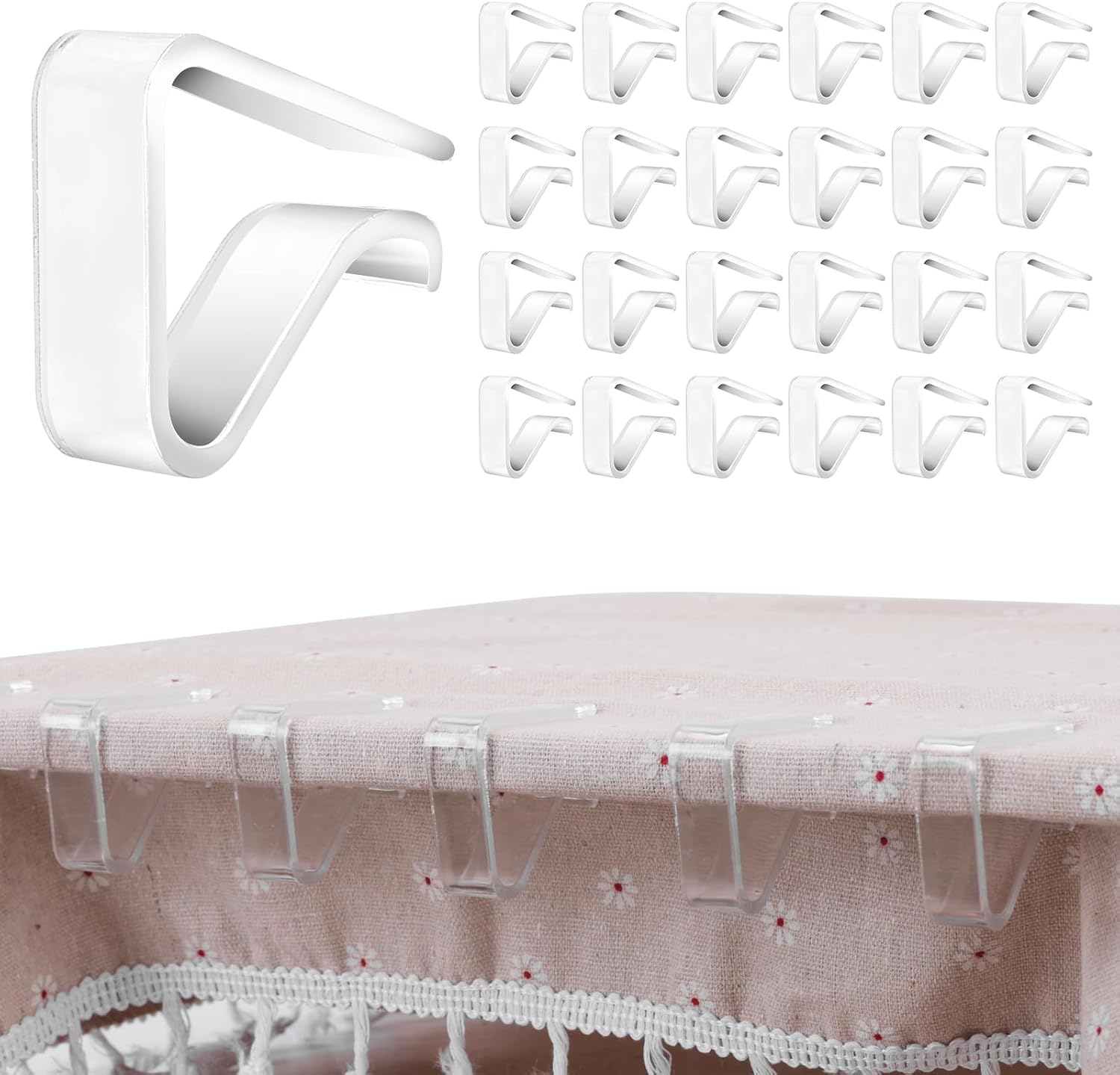 24 Pieces Clear Tablecloth Clips, Durable Plastic Table Cover Holders, Windproof Transparent Clamps for Securing Tablecloths Indoor Outdoor Party, Wedding, Christmas Event, Picnic, Camping 24, Large
