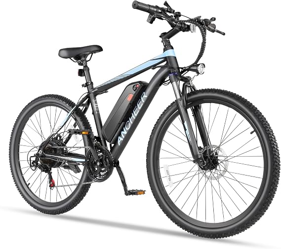 ANCHEER 26" Electric Bike for Adults, [Peak 750W Motor] Electric Mountain Bike, 22 MPH Commuter Ebike, 50 Miles Adults Electric Bicycle with 48V/374Wh Battery, LCD Display, 21 Speed, Front Suspension