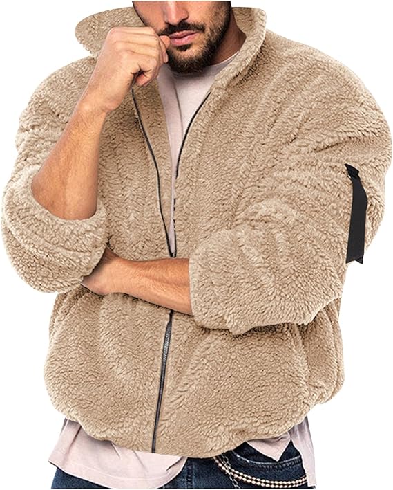Faux Fur Coat Men Fuzzy Fleece Jacket Furry Zip up Hoodie Warm Winter Coats Thick Hooded Jacket Fashion Oufits