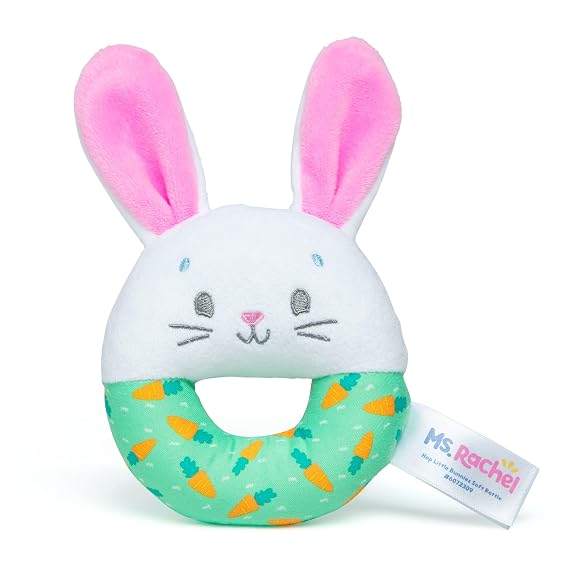 Ms. Rachel Hop Little Bunnies Rattle with Plush Bunny & Teething Ring