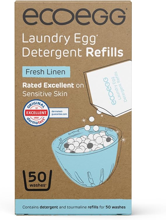 Ecoegg Laundry Egg Refill Pellets, 50 Loads, Fresh Linen, Sensitive Skin Laundry Detergent