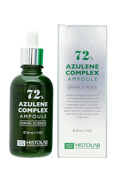 72% Azulene Complex Korean Beauty Facial Serum Soothing & Sebum Control Ampoule for Acne & Oily Skin Reduces Redness, Swelling & Irritations Infused with Tea Tree Oil