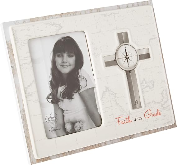 Precious Moments 192402 Faith is My Guide Ceramic and Wood Photo Frame