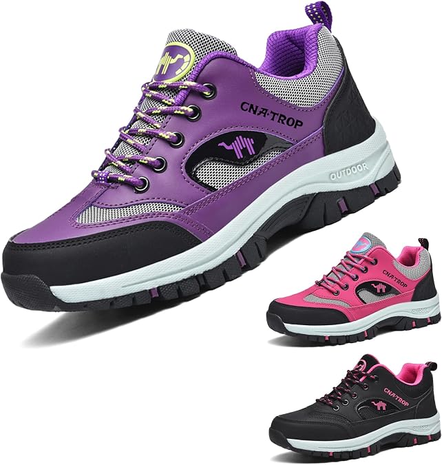 Women'S Outdoor Hiking Orthopedic Shoes,Low Breathable Lightweight Lace Up Non Slip Sneakers Trail Trekking Shoes